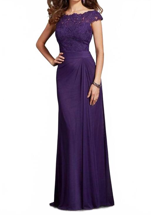 CLARISSE Dresses & Skirts - NEW CLARISSE cap sleeve sheath formal dress in purple